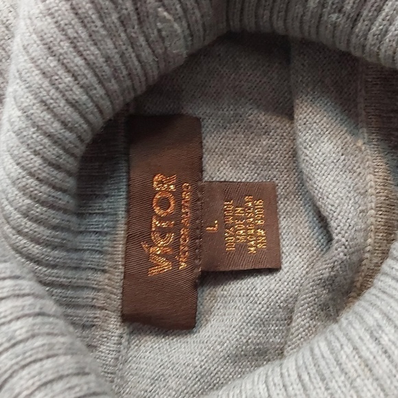 Victor Alfaro - Mens Gray 100% Wool Turtleneck  Sweater Neutral Sz.Large - Picture 5 of 8
